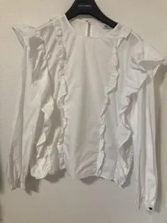 ZARA ザラ　フリル　ギャザーブラウス　ホワイト　Ｓ
