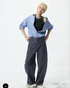 ユニクロ　ジャージーバレルレッグパンツ　xxl ダークグレー