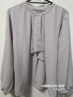 Honeys　ハニぽか　あったか裏地ボウタイブラウス　裏起毛