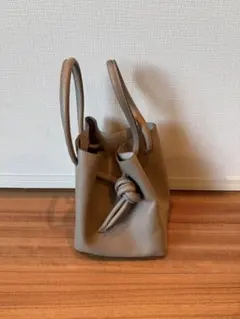 グレー バケツ型ハンドバッグ 結び目付き