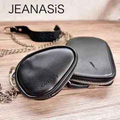 JEANASIS ジーナシス ウォレットチャームバッグ ブラック コインケース