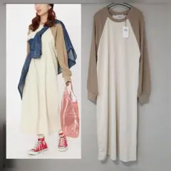 ロデオクラウンズ　ラグラン マキシワンピース 　ロングワンピ