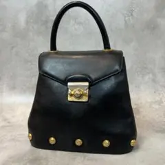 ✨Ferragamo✨フェラガモ ガンチーニ スタッズ ハンドバッグ ブラック