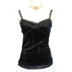 y2k 00s フェアリーグランジ 黒×ゴールド レース キャミソール 姫ギャル