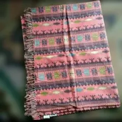 エスニック　チチカカ　綿100%ネル地　クロス・ベッドカバー　pink