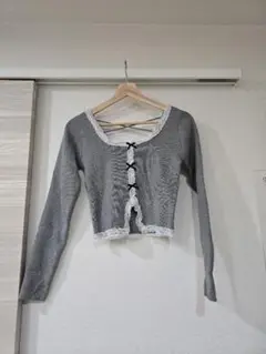 GRL グレー レーストリム クロップドニットセーター