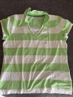 Tommy Hilfiger 緑と白ストライプ ポロシャツ XL 新品タグ付き