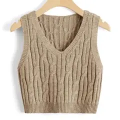 SHEIN Vネック ニットベスト　ベージュ