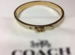 A-88　【美品】COACH コーチ Cロゴ バングル ホワイト ゴールド