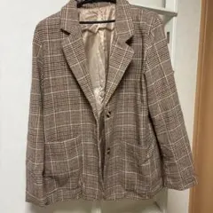 ブラウン系チェック ダブルボタンジャケット