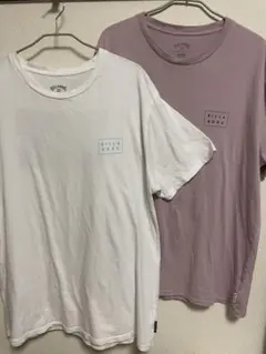 【BILLABONG 2点セット】 ロゴTシャツ（半袖：白・薄紫）