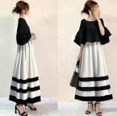 ワンピース ロングワンピース レディース 半袖 フレア ロングワンピース 通勤