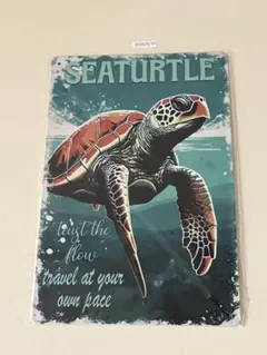 ウミガメ SEATURTLE ブリキ看板 インテリア