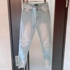 GORGE ライトブルー スキニーデニム ストレッチ ダメージ加工 S〜Mサイズ