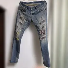 ヒステリックグラマー CPR加工デニムパンツ リペア加工 セルビッチW34のサムネイル