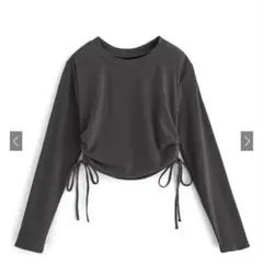【4月まで限定セール】ダークグレー クロップド長袖トップス