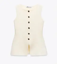 ZARA プレーンニット　ゴールドボタン　ベスト