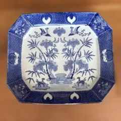 ★デルフト焼★ハンドペイント大皿花鳥風月ブルー×ホワイト飾りプレート★大 ☆デルフト焼☆ハンドペイント大皿花鳥風月ブルー×ホワイト飾り