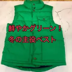 GAPKIDSダウンベスト130緑キッズ中綿防寒（よ-100）