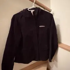 adidas フード付きジャケット 黒 ピンク