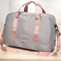 ボストン バッグ トラベル ショルダー 2way 大容量 新品 グレー 靴収納のサムネイル