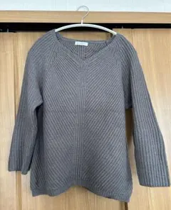 THE SHOP TK グレー Vネック ニットセーター