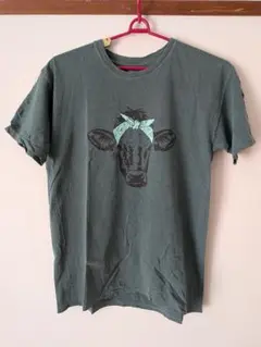 ★牛★プリント 半袖Tシャツ LL