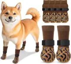 犬用靴下 4個セット 滑り止め付きドッグシューズ Lサイズ