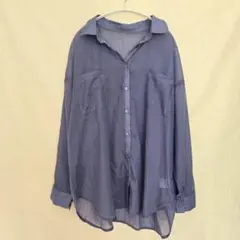 &.NOSTALGIA シアーシャツ ラベンダー 青紫 光沢 オーバーサイズ M
