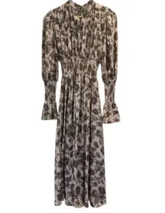 美品☆rienda☆グレイズフラワーギャザーフレアワンピース