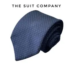 THE SUIT COMPANY ネイビー ドット柄 シルクネクタイ 光沢