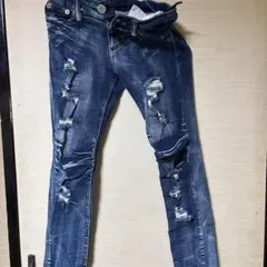 ダメージデニムパンツ ダークブルー サイズ61