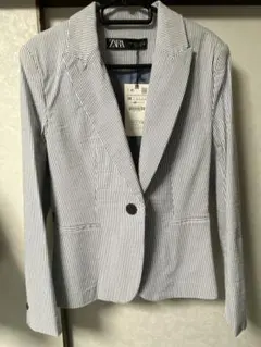 【未使用】ZARA ジャケット　ストライプ　ブルー　38インチ