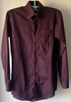 AOKI LES MUESノンアイロンストレッチシャツ バーガンディ Mサイズ