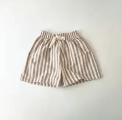 ストライプ ハーフパンツ ブラウン 90cm