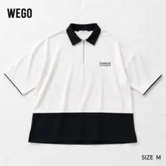 WEGO ハーフジップ ポロシャツ ホワイト ブラック Mサイズのサムネイル