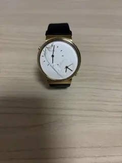 SKAGEN レディース 腕時計 ゴールド ブラックレザー