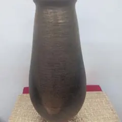 陶器製の金色・黒・茶グラデーション花瓶アンティーク