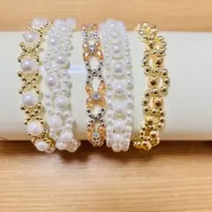 ハンドメイド　ビーズブレスレット5本セット