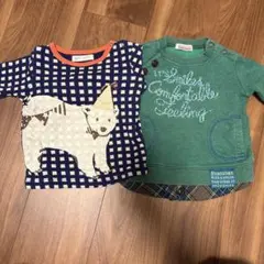 【二枚セット】Branshes 80cm 重ね着風刺繍トレーナー他1点