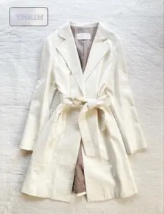 YH.KIM アイボリー ラムレザー　ガウンコート