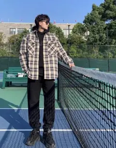 メンズ チェック 中綿シャツジャケット 厚手 オーバーサイズ 秋冬アウター