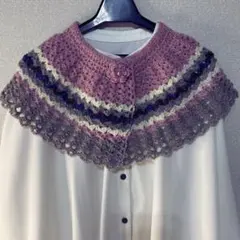 ハンドメイド　ショール　マフラー お花ブローチ付