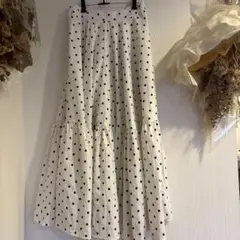 mite ロング　マキシ　スカート ドット　フレア　ティアード　綺麗め