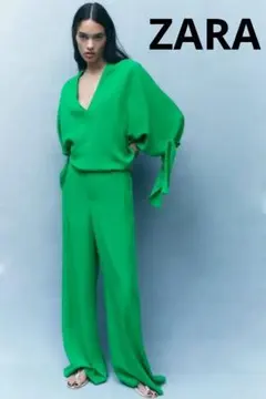 ZARA　ポンチョ風カットソー　ドルマンブラウス　グリーンのサムネイル