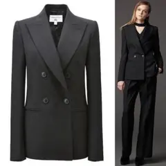 【未使用】ユニクロ×カリーヌ　毛混ダブルブレストジャケット　黒　Sサイズ　ロング