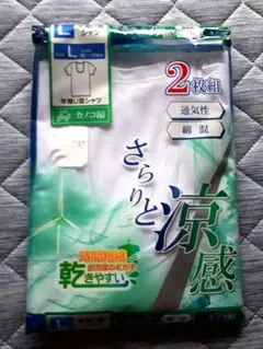 訳あり　U首シャツさらりと涼感 Lサイズ 2枚組
