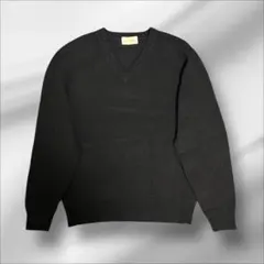 【良品】HOT WAVE Vネックウールニット 黒 毛100％ シンプル 無地
