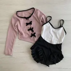 女の子　水着　100㎝　長袖　ワンピース　セット　ラッシュガード　韓国