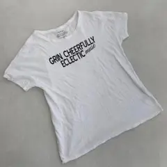 INDIVI ロゴプリント Tシャツ オーガニックコットン 白